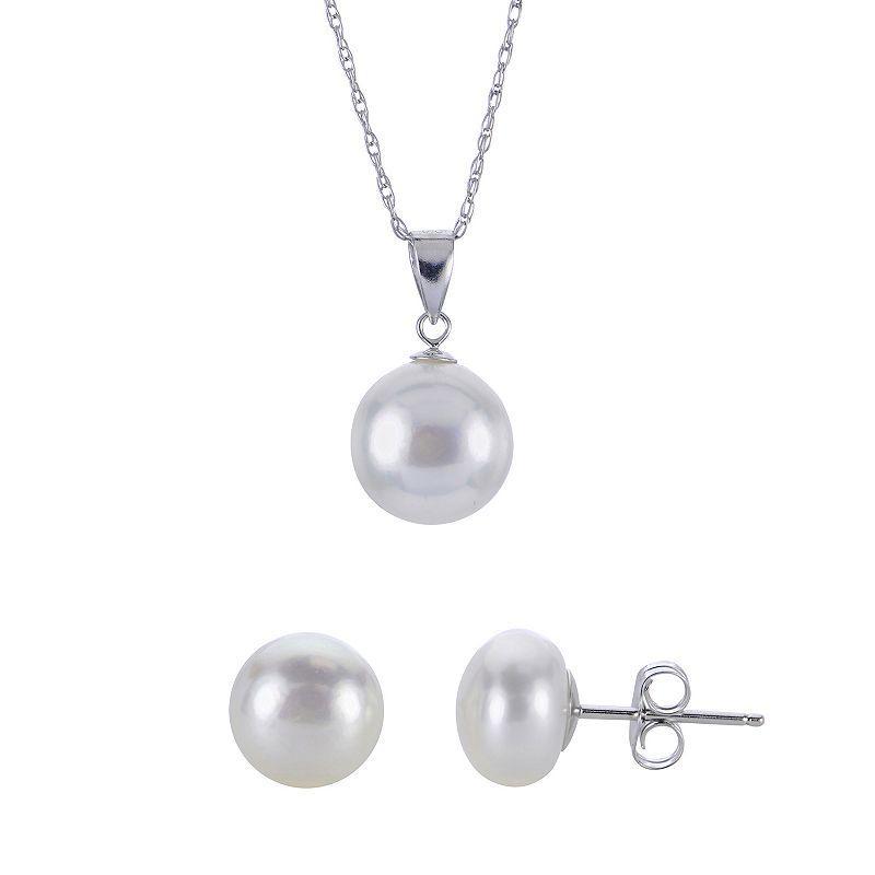 PearLustre by Imperial Sterling Silver Freshwater Cultured Pearl Pendant and Earring Set, Womens Product Image