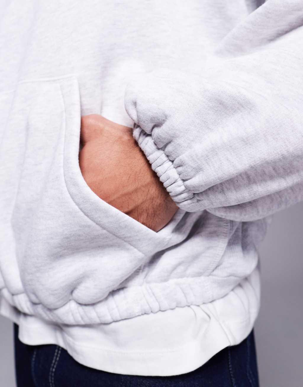 ASOS DESIGN extreme oversized boxy hoodie with underarm panels in gray heather Product Image