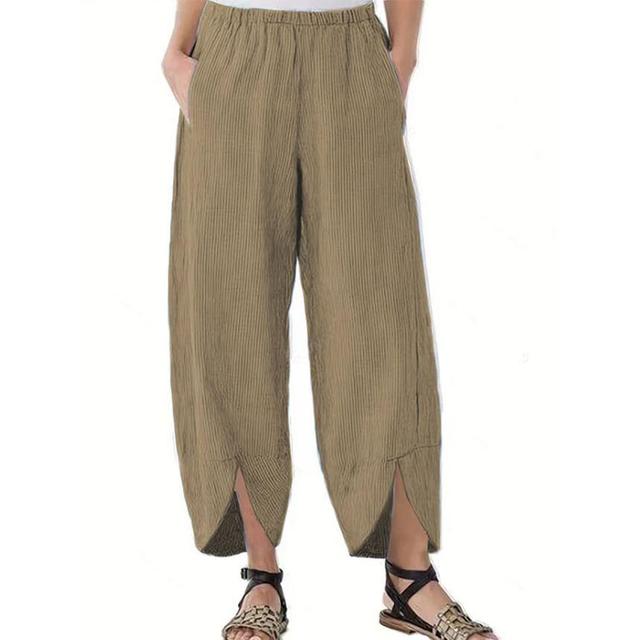 Elastic Waist Plain Crop Harem Pants Product Image