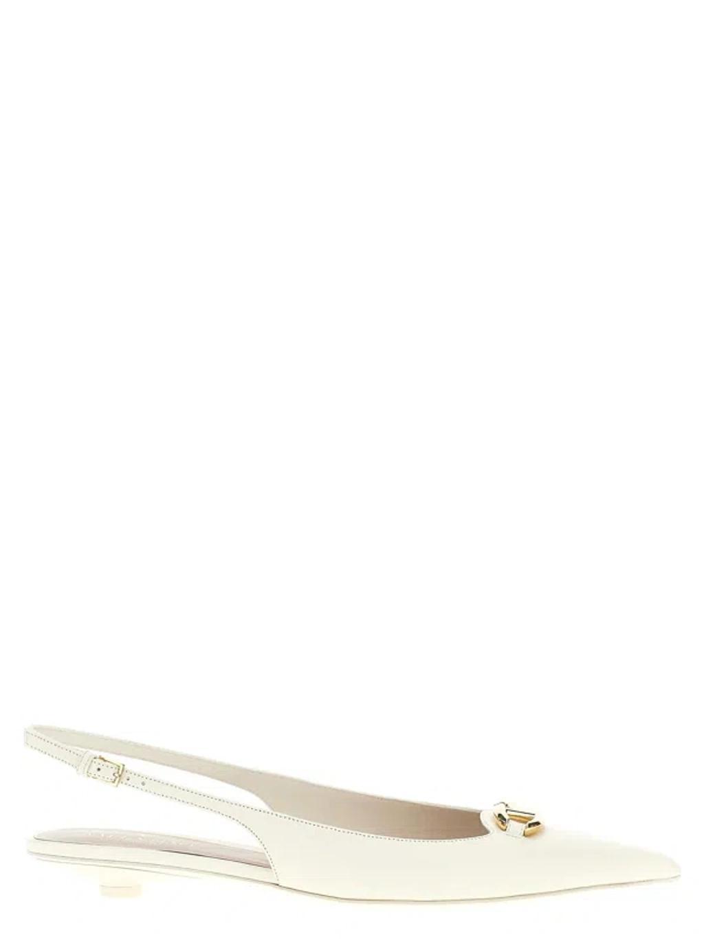 VALENTINO GARAVANI Valentino Vlogo Signature Slingback Pumps In White Product Image