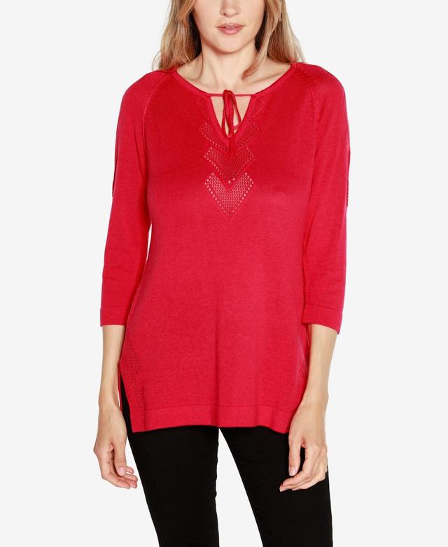 Belldini Womens Raglan Sleeve Pointelle Sweater Product Image