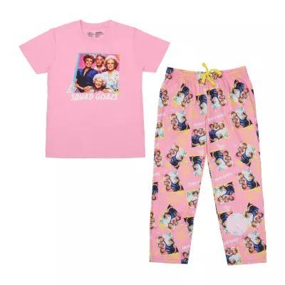 Womens Plush Crew Neck Short Sleeve 2-pc. Pant Pajama Set Product Image