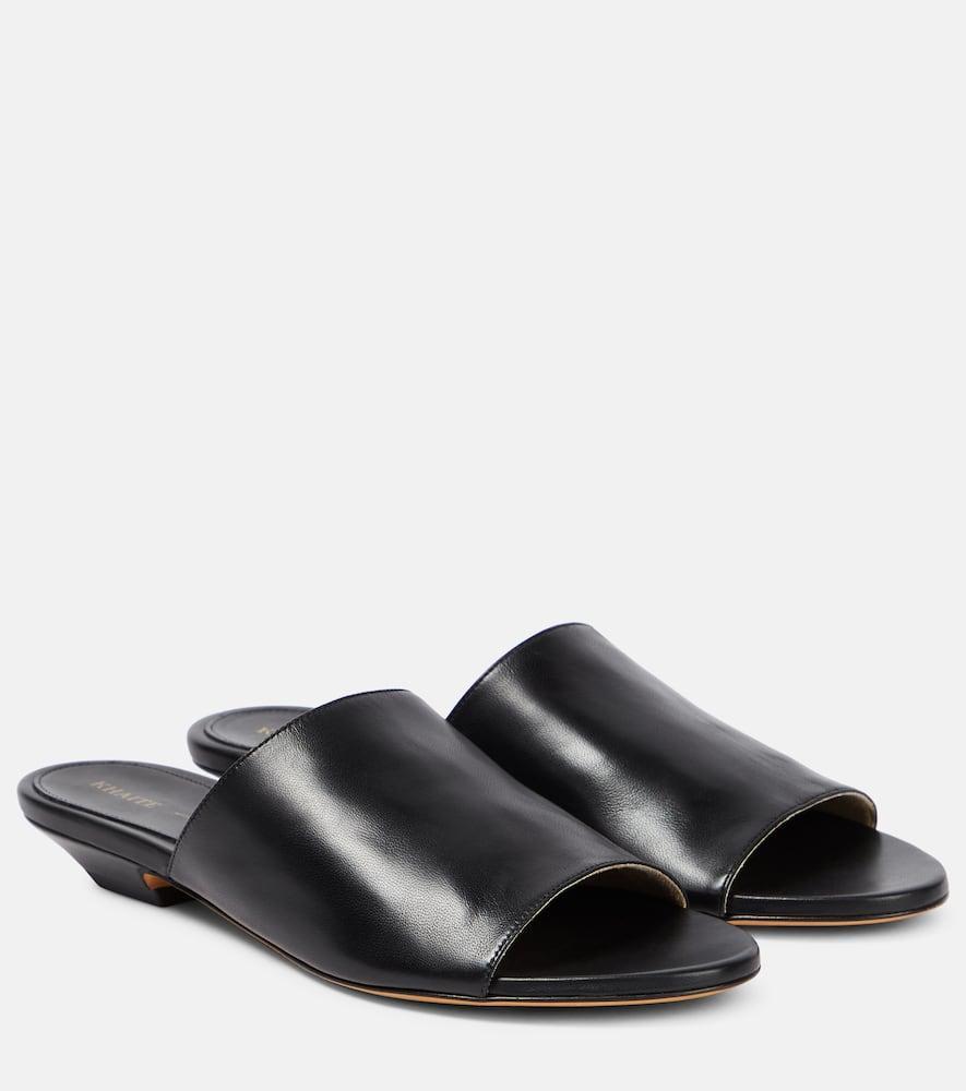 KHAITE Marion Leather Slides In Black Product Image