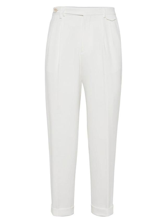 Mens Crape Cotton Double Twill Leisure Fit Trousers with Double Pleats Product Image