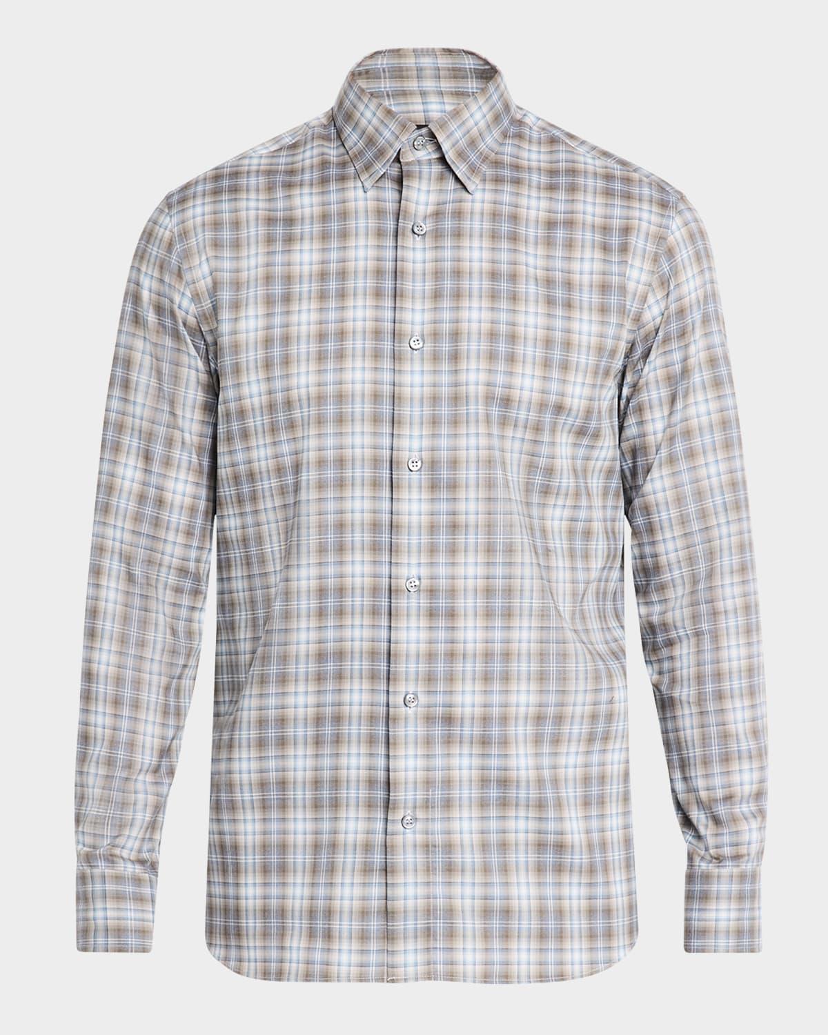 Mens Cotton Check Casual Button-Down Shirt Product Image