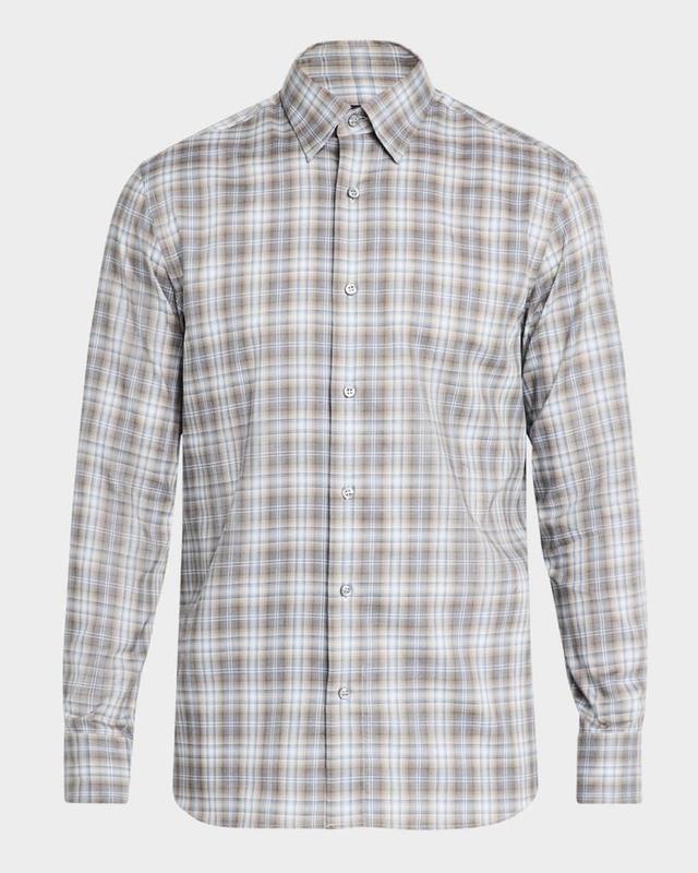 Mens Cotton Check Casual Button-Down Shirt Product Image