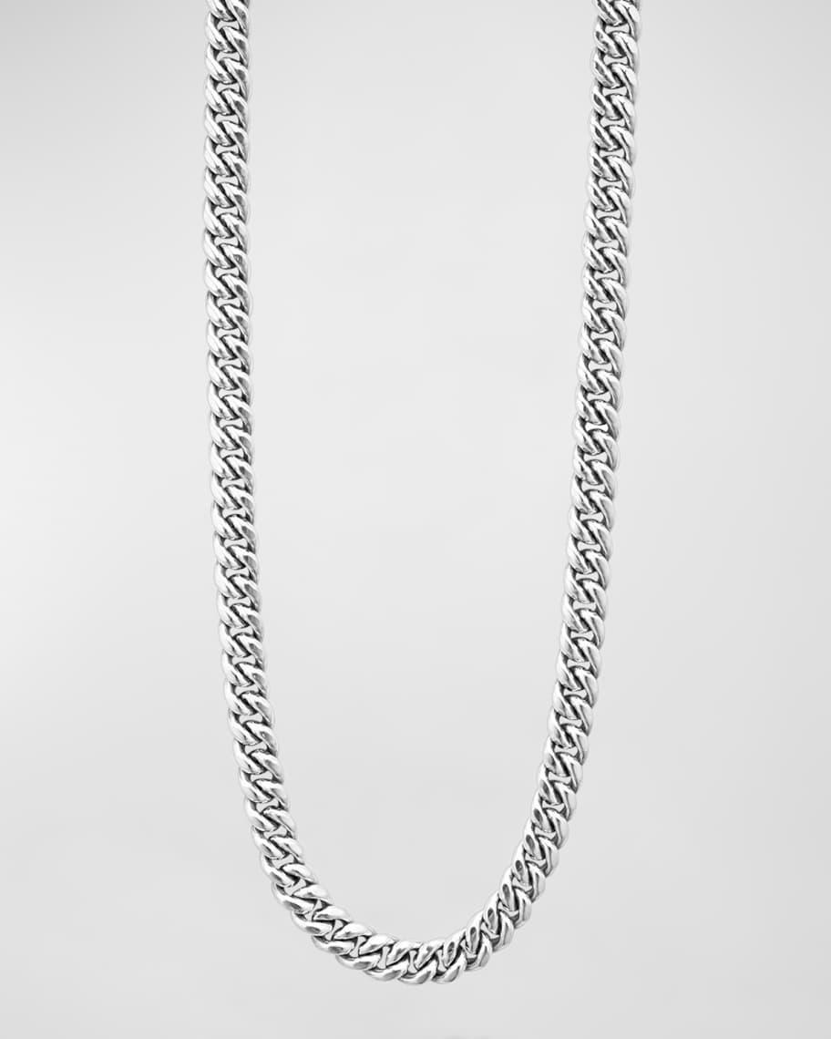 Mens Sterling Silver Anthem Curb Chain Necklace, 8mm, 24in Product Image