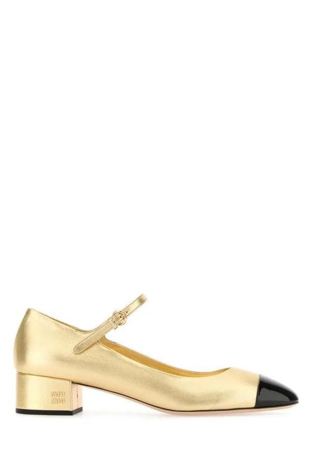 Gold Leather Pumps Product Image