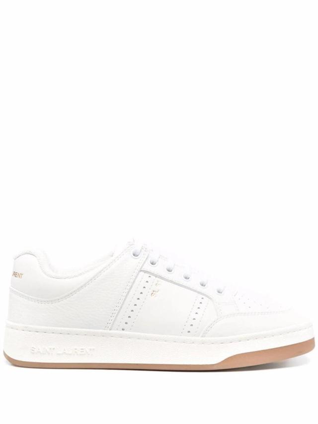 SAINT LAURENT Sl61 Logo-print Smooth And Textured-leather Sneakers In White Product Image