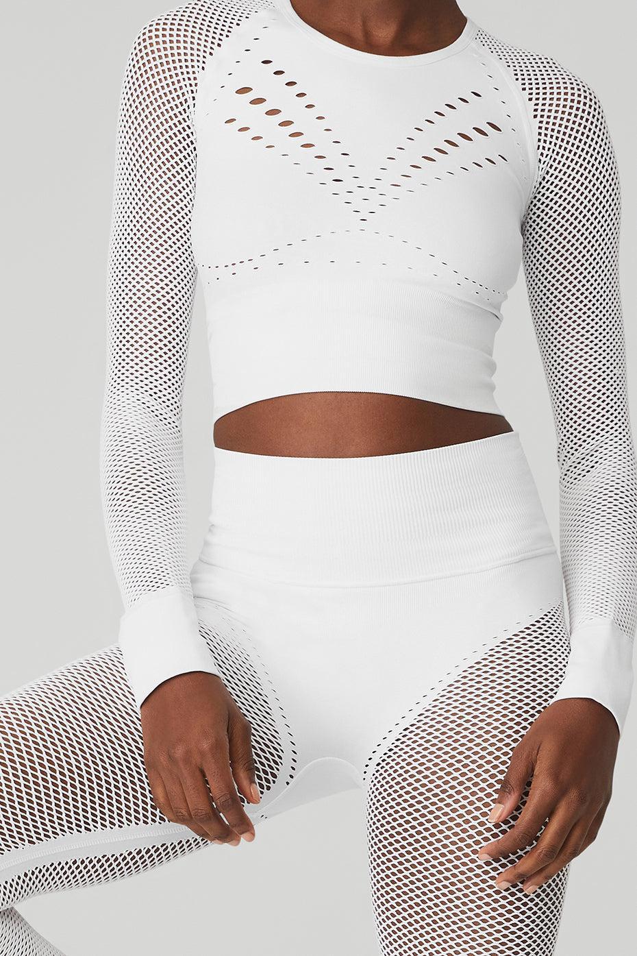 Seamless High-Waist 7/8 Limitless Open Air Legging - White Product Image