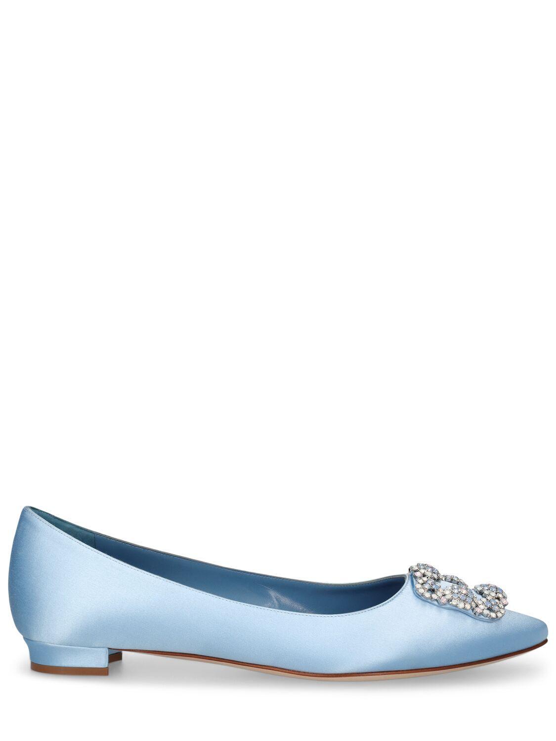 10mm Hangisi Satin Flats In Blue Product Image