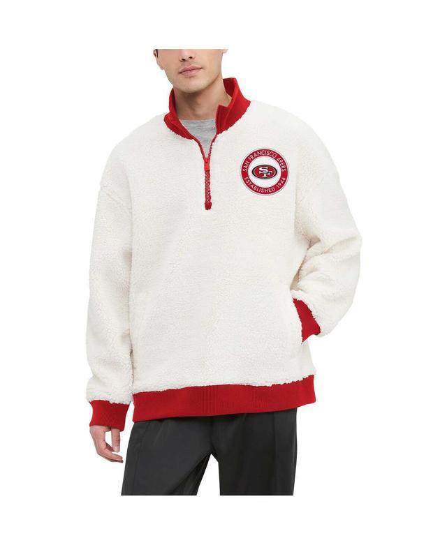 Mens Tommy Hilfiger Cream San Francisco 49ers Jordan Sherpa Quarter-Zip Sweatshirt Product Image