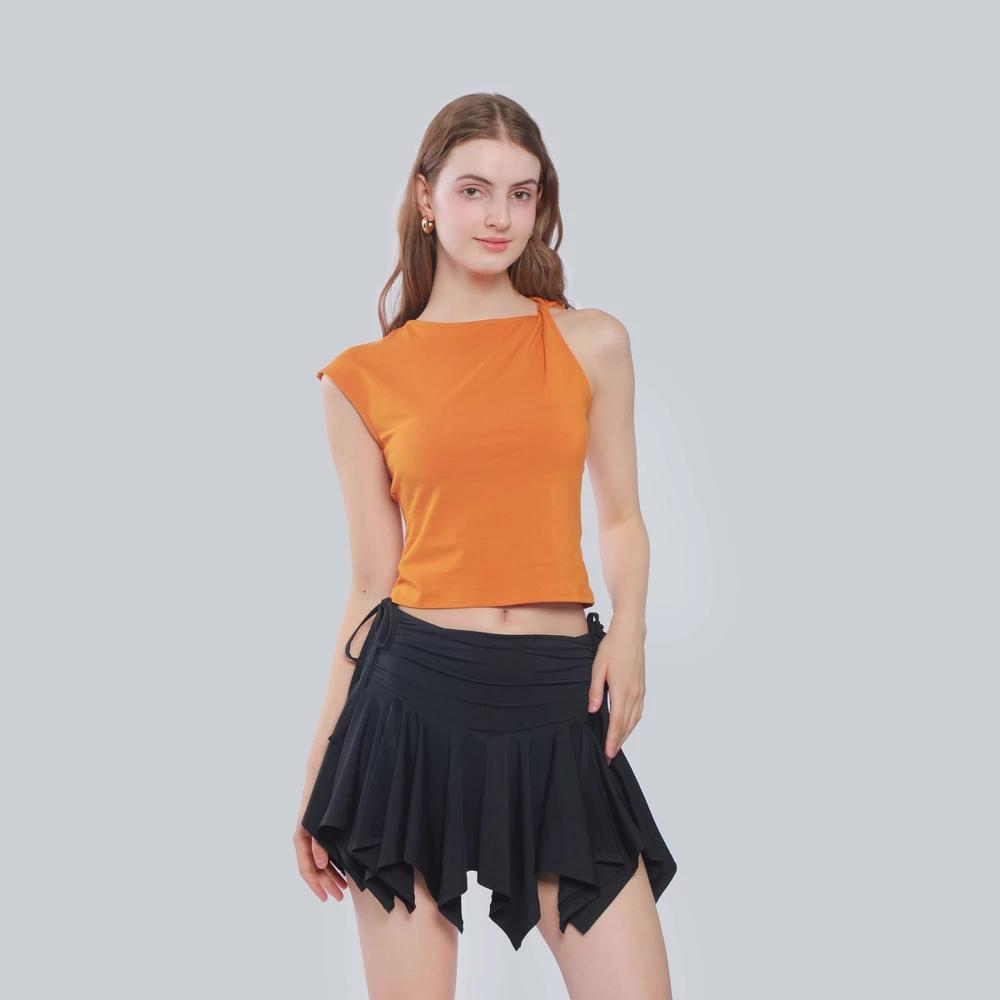 Womens Asymmetrical Knit Top - Wild Fable Orange M Product Image