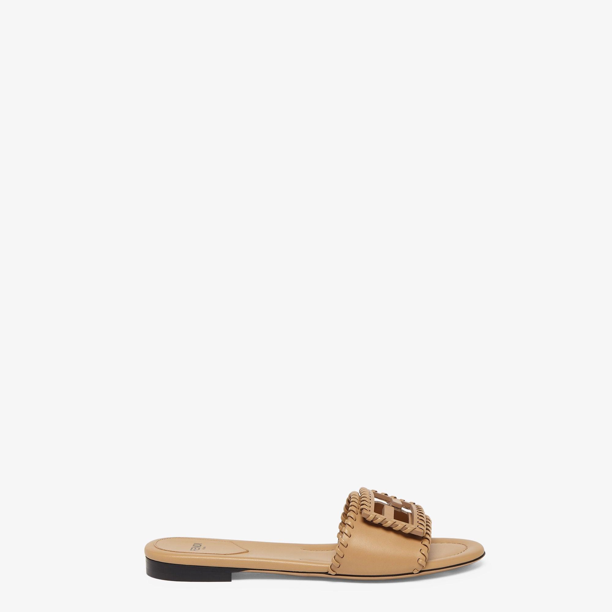 BaguetteBeige leather slides Product Image