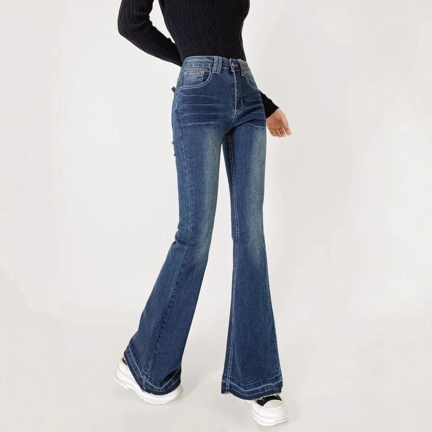 Low Waist Washed Bootcut Jeans Product Image