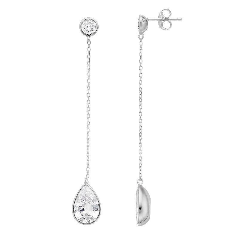 Rosabella Sterling Silver Cubic Zirconia Linear Teardrop Earrings, Womens Product Image