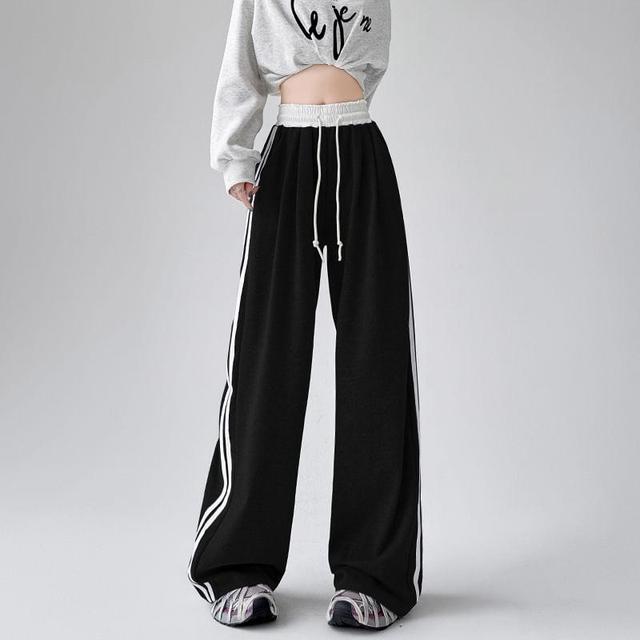 High Waist Striped Print Wide Leg Pants (various Designs) Product Image