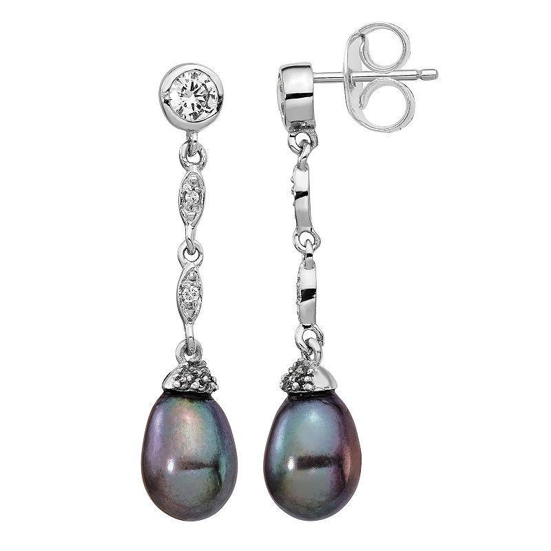 Sophie Miller Sterling Silver Freshwater Cultured Pearl & Cubic Zirconia Earrings, Womens Product Image