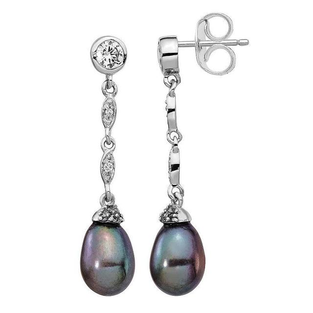 Sophie Miller Sterling Silver Freshwater Cultured Pearl & Cubic Zirconia Earrings, Womens, White Product Image