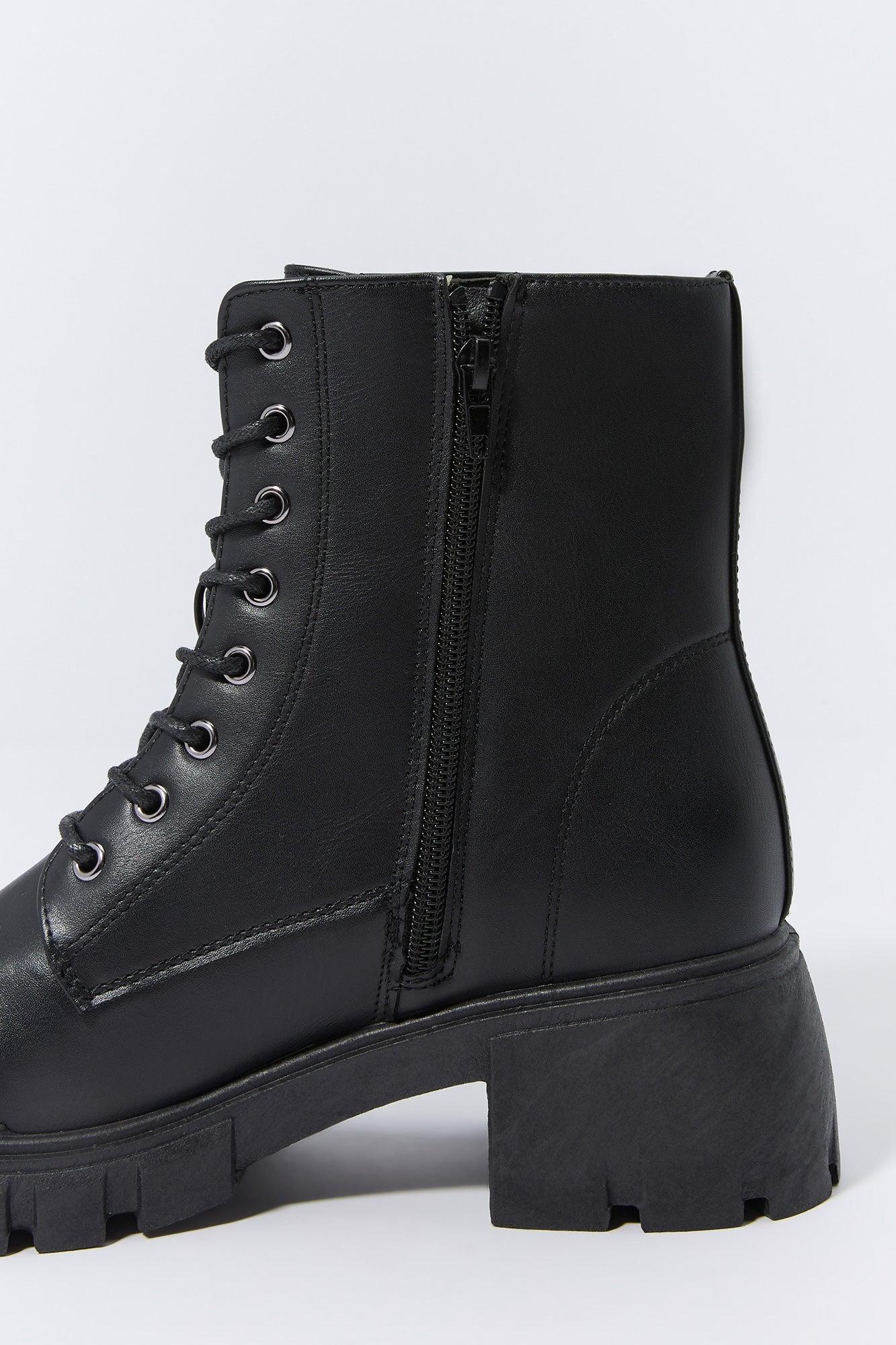 Faux Leather Lace Up Boot Female Product Image