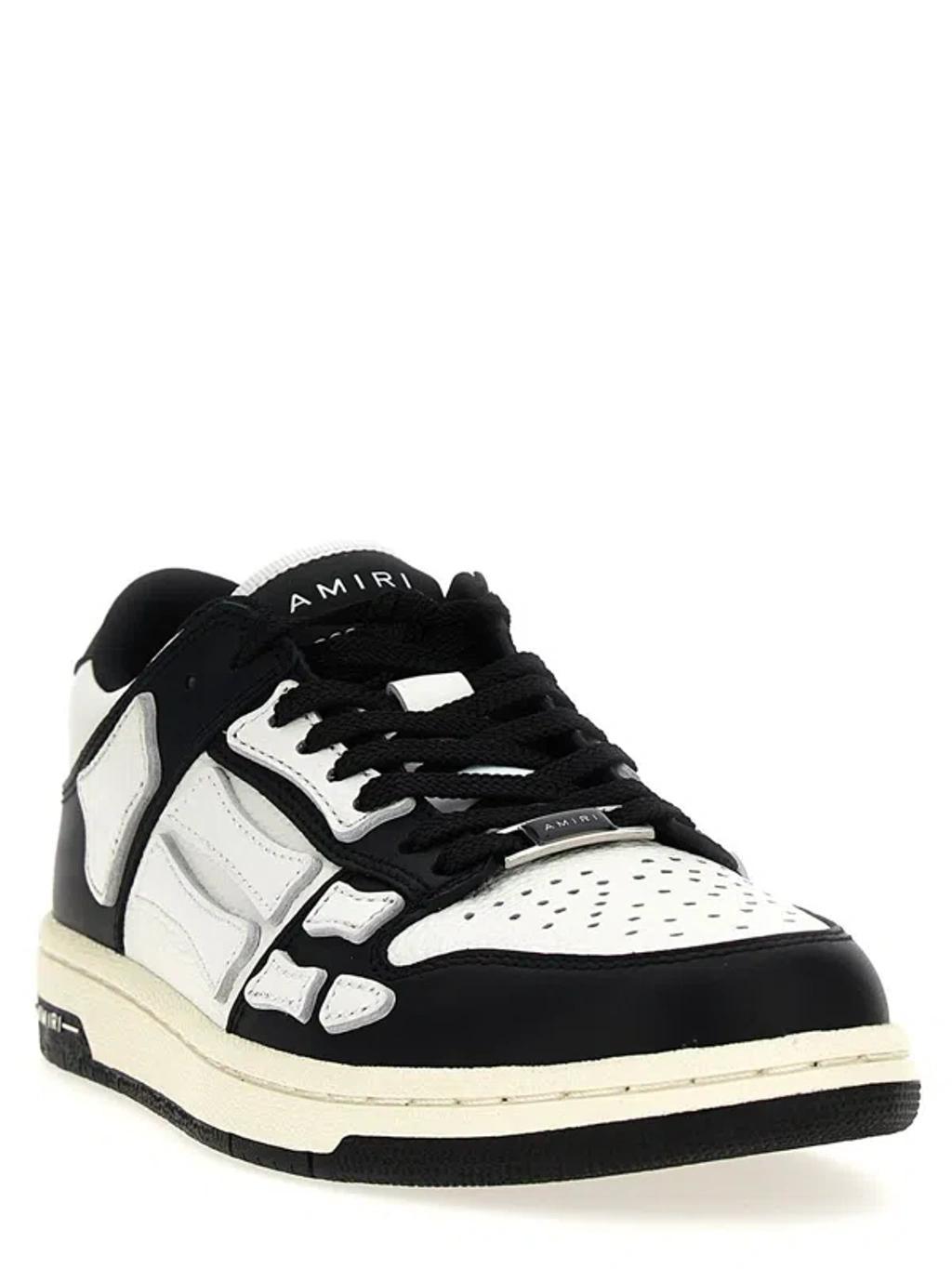 AMIRI Skel Panelled Leather Sneakers In Black And White Product Image