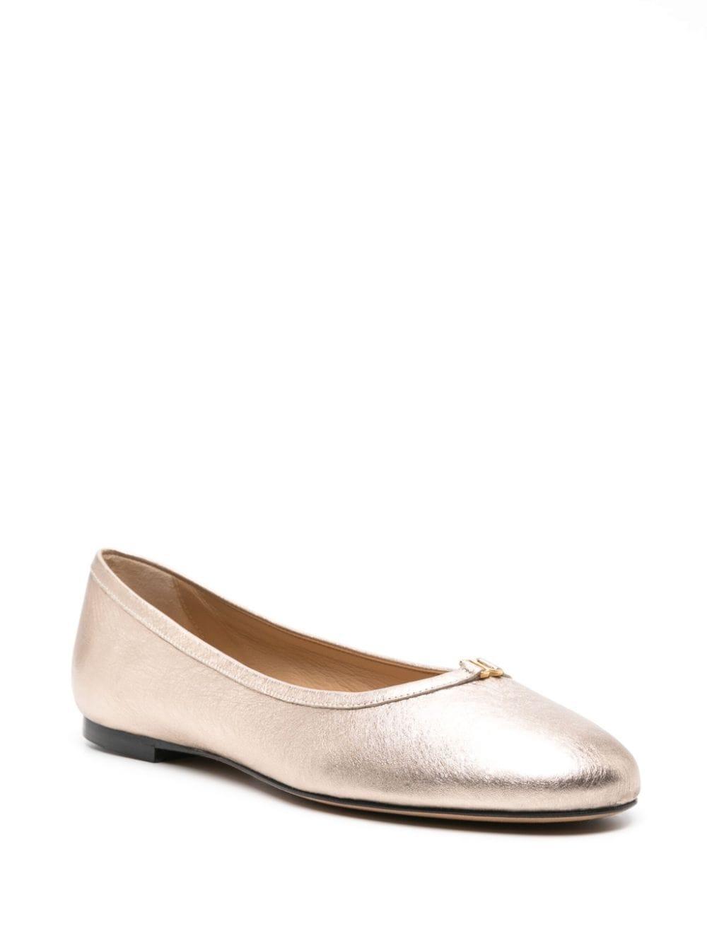 Marcie Metallic Leather Ballerina Flats In Leather Sole Product Image