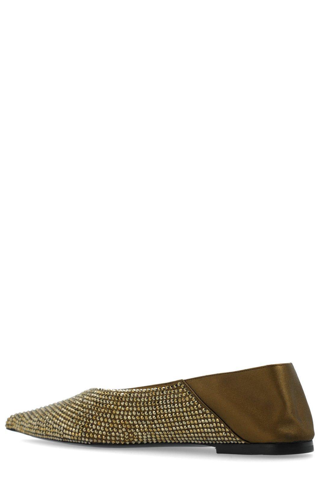 SAINT LAURENT Nour Pointed Toe Slippers In Golden Product Image