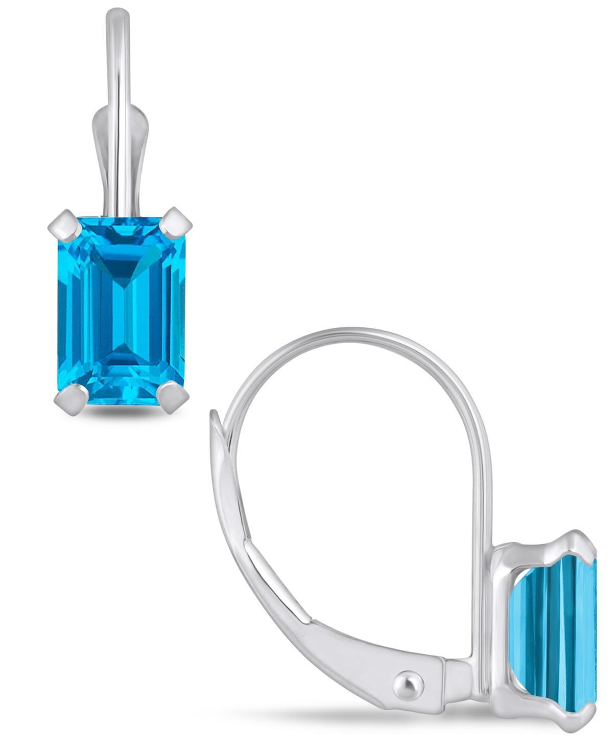 Macys Gemstone Leverback Earrings in 10K White Gold Product Image