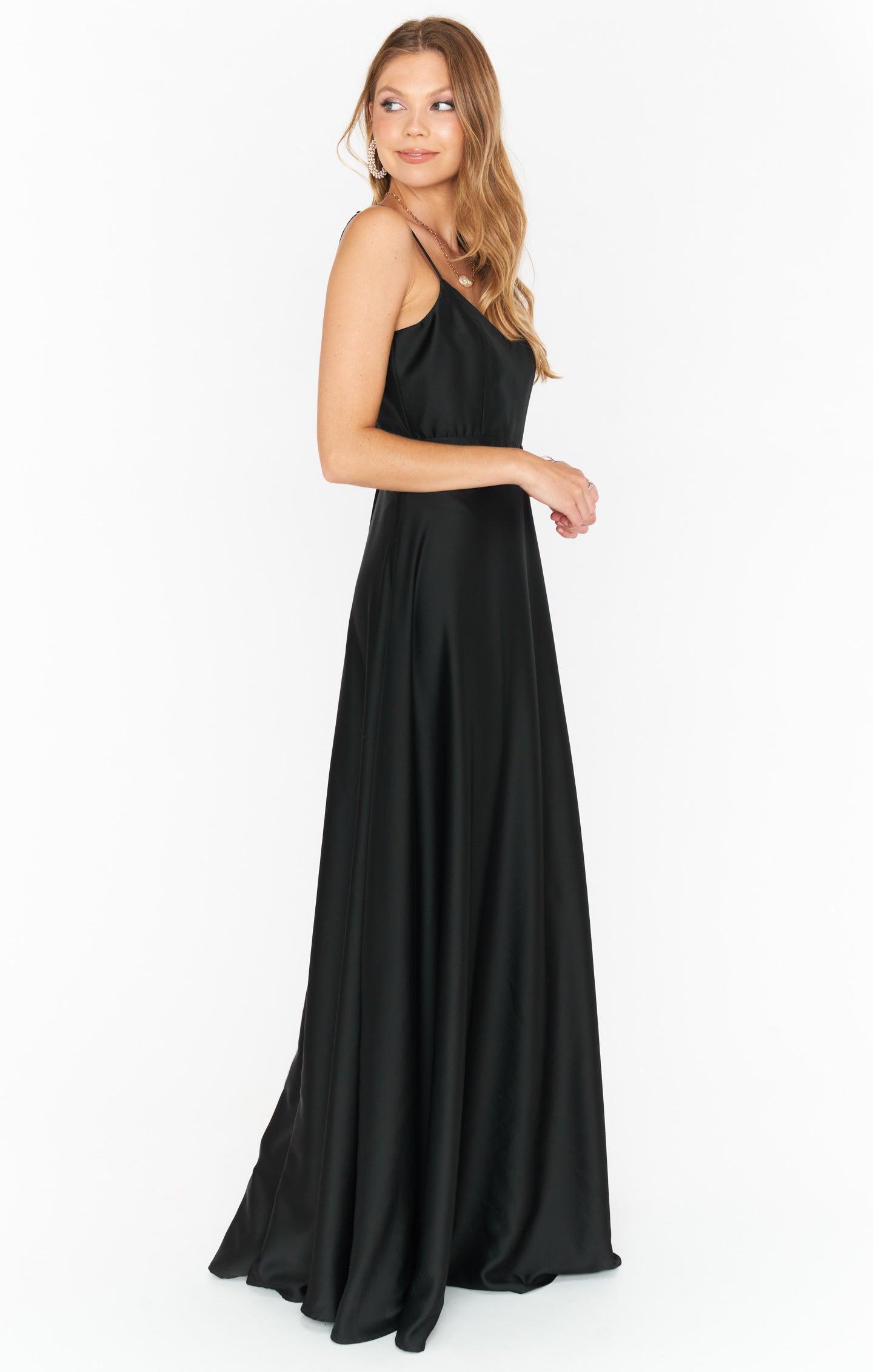 Faith Maxi Dress ~ Black Luxe Satin Product Image