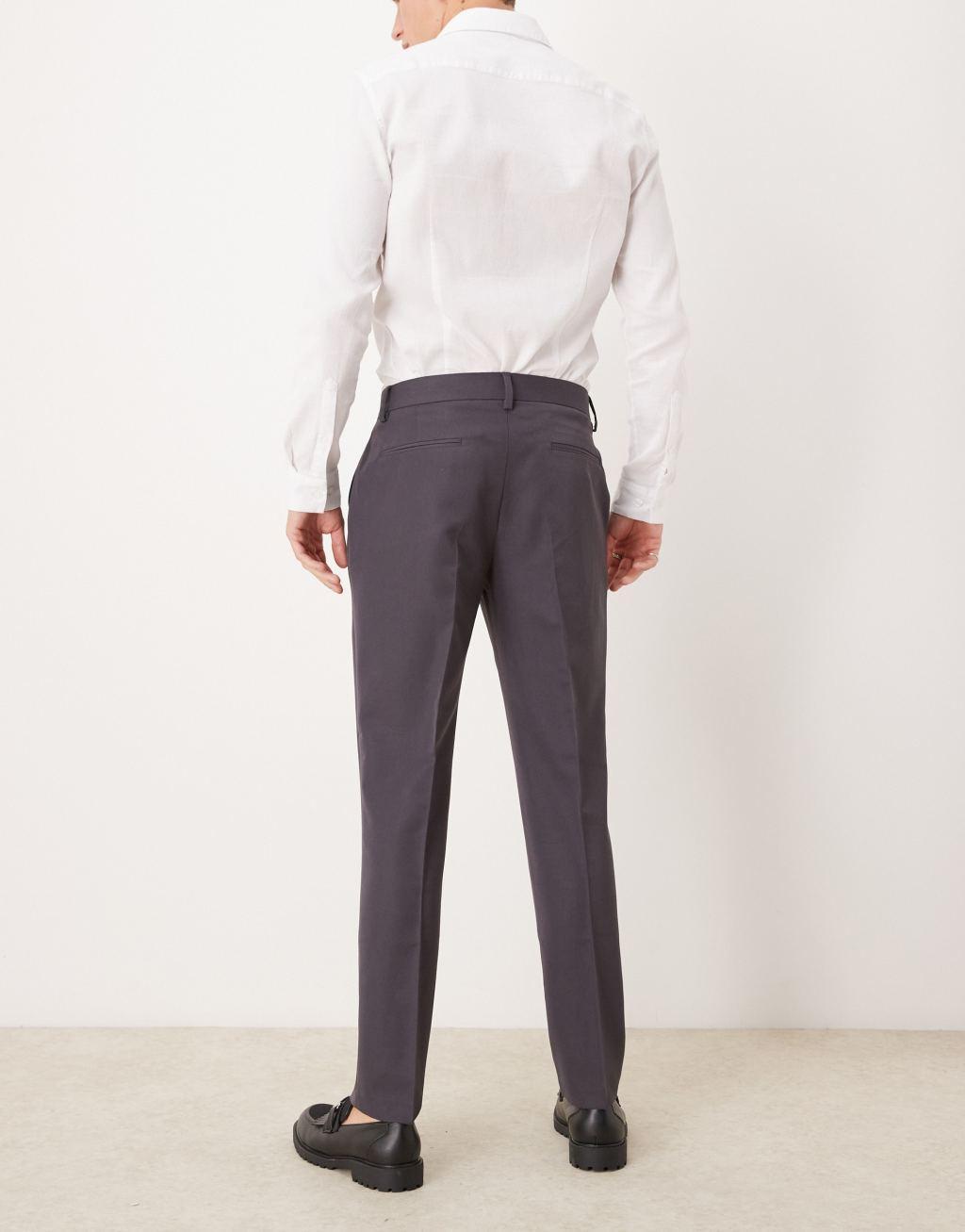 ASOS DESIGN smart slim fit pants in charcoal Product Image