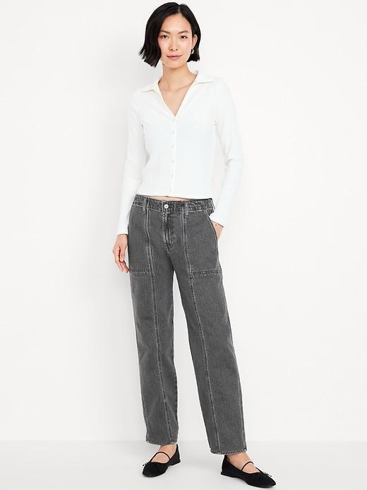 Mid-Rise Boyfriend Loose Utility Jeans product image