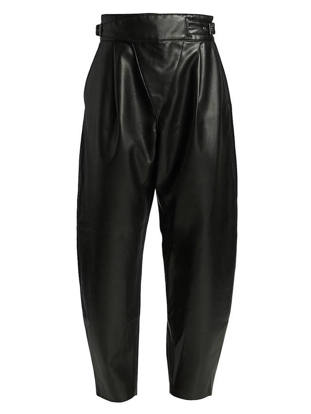 Womens Vegan Leather High-Waist Pants Product Image