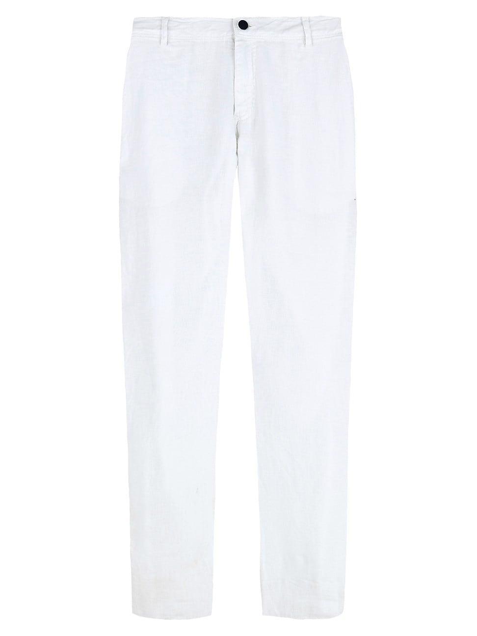 Mens Solid Linen Straight-Leg Pants Product Image