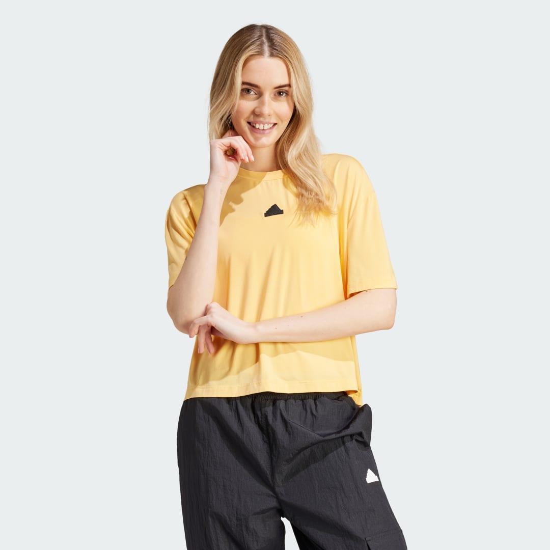 adidas City Escape Loose Crop Tee Semi Spark L Womens Product Image