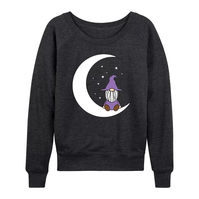 Womens Witch Gnome On Moon Slouchy Graphic Sweatshirt Heather Grey Product Image