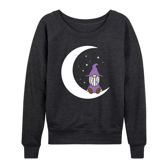 Womens Witch Gnome On Moon Lightweight French Terry Sweatshirt Heather Grey Product Image