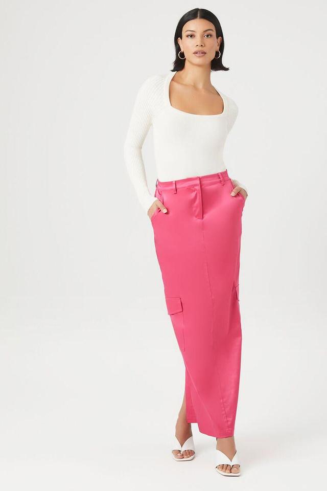 Satin Cargo Maxi Skirt | Forever 21 Product Image