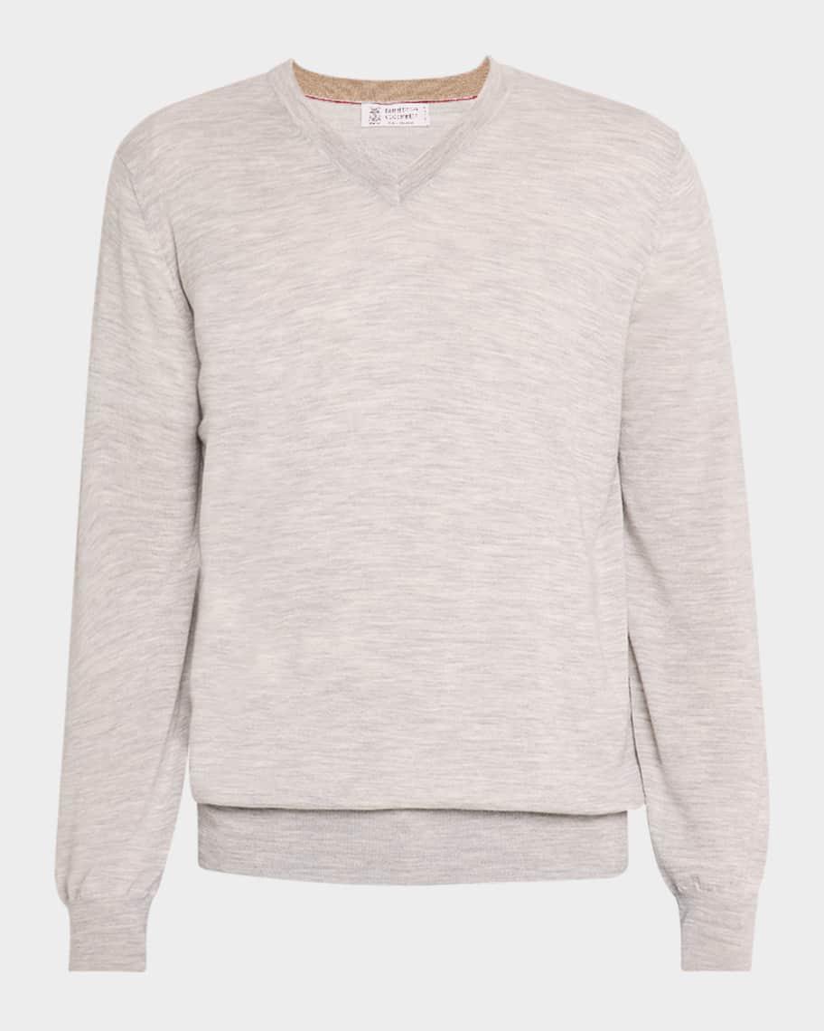 Mens Wool and Cashmere V-Neck Sweater Product Image