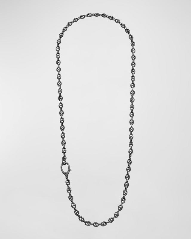 Mens Marine Burnished Silver Necklace, 24L Product Image