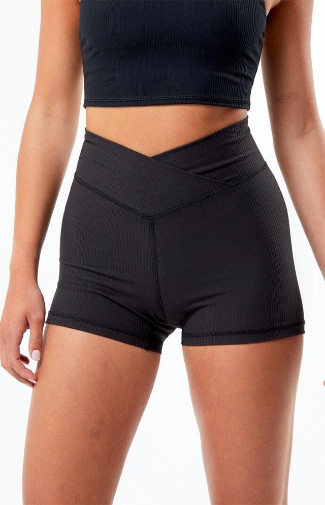 PAC 1980 Women's Active Billie Ribbed High Waisted Grip Biker Shorts - Product Image