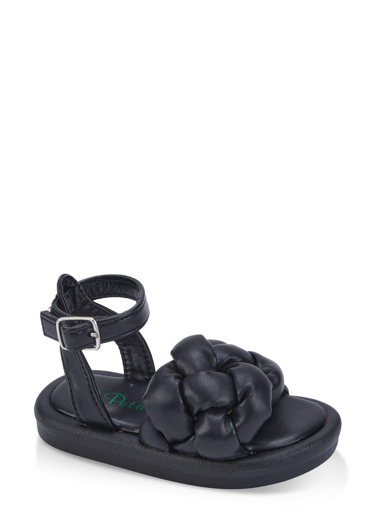 Womens Toddler Girls Puff Braided Band Ankle Strap Sandals Product Image