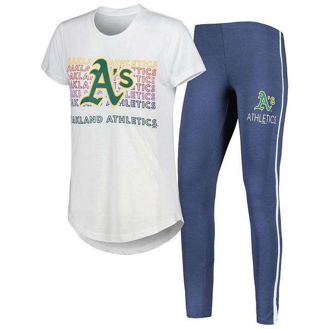 Womens Concepts Sport Charcoal/White Oakland Athletics Sonata T-Shirt & Leggings Sleep Set Product Image