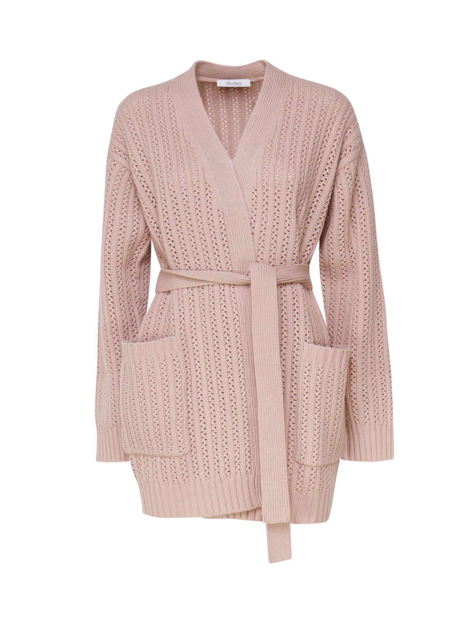 MAX MARA Perforated-knit Cardigan In Pink Product Image