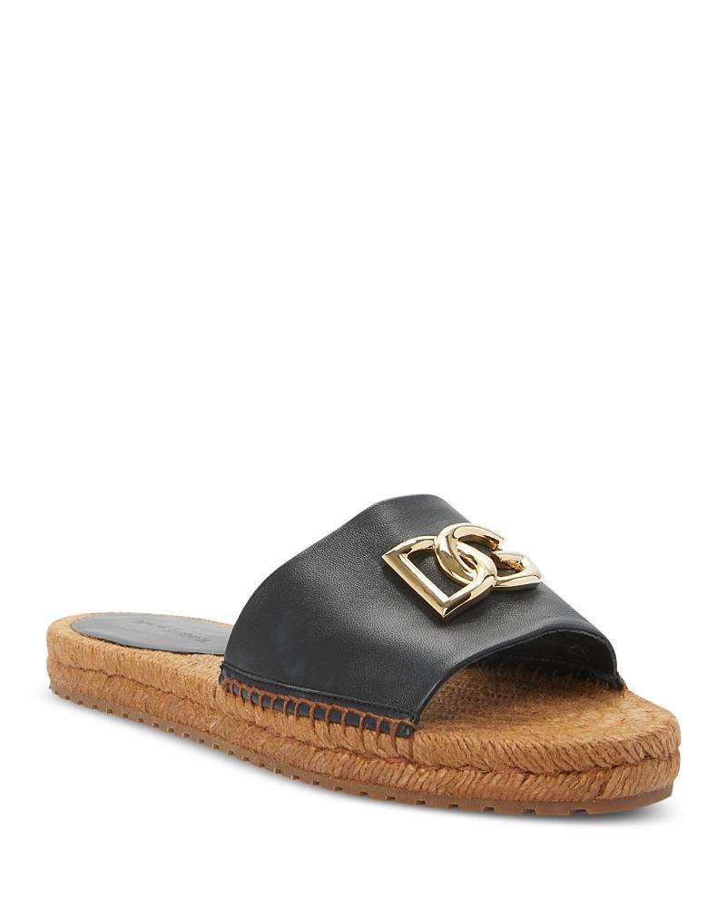 Logo Leather Flat Espadrille Sandals Product Image