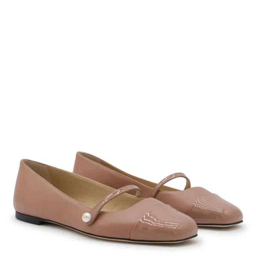 JIMMY CHOO Neutral Elisa Leather Ballet Pumps In Neutrals Product Image