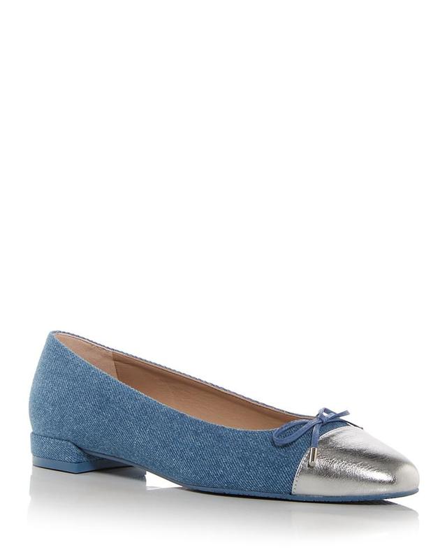 Womens Sleek Bow Denim Ballerina Flats Product Image