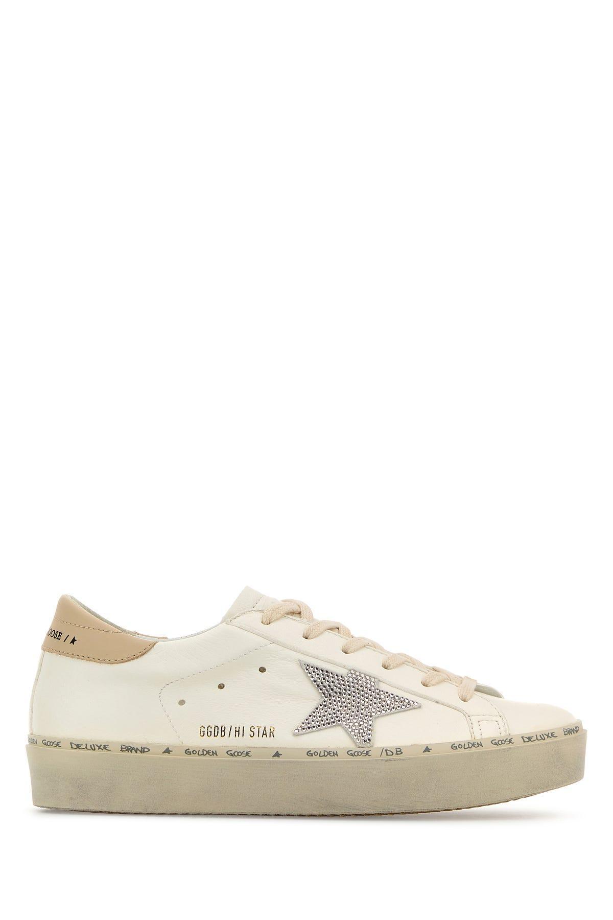 GOLDEN GOOSE White Hi Star Leather Sneakers Product Image