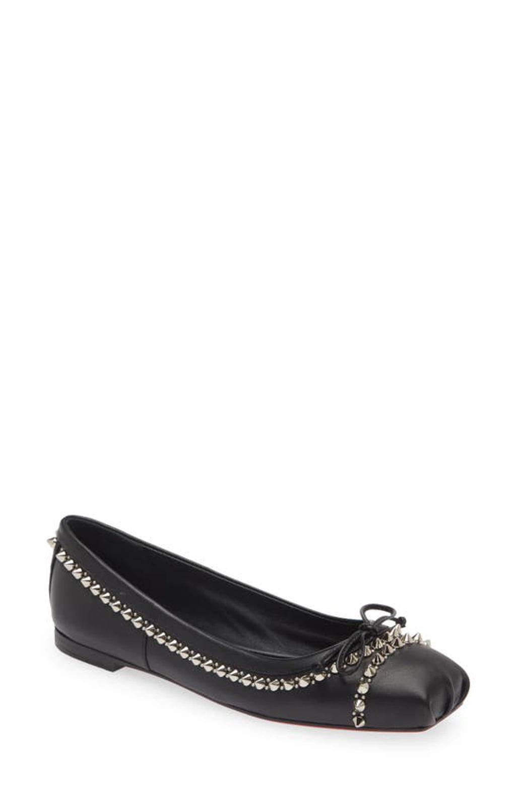 Mamadrague Spiked Leather Ballet Flats In Black Product Image