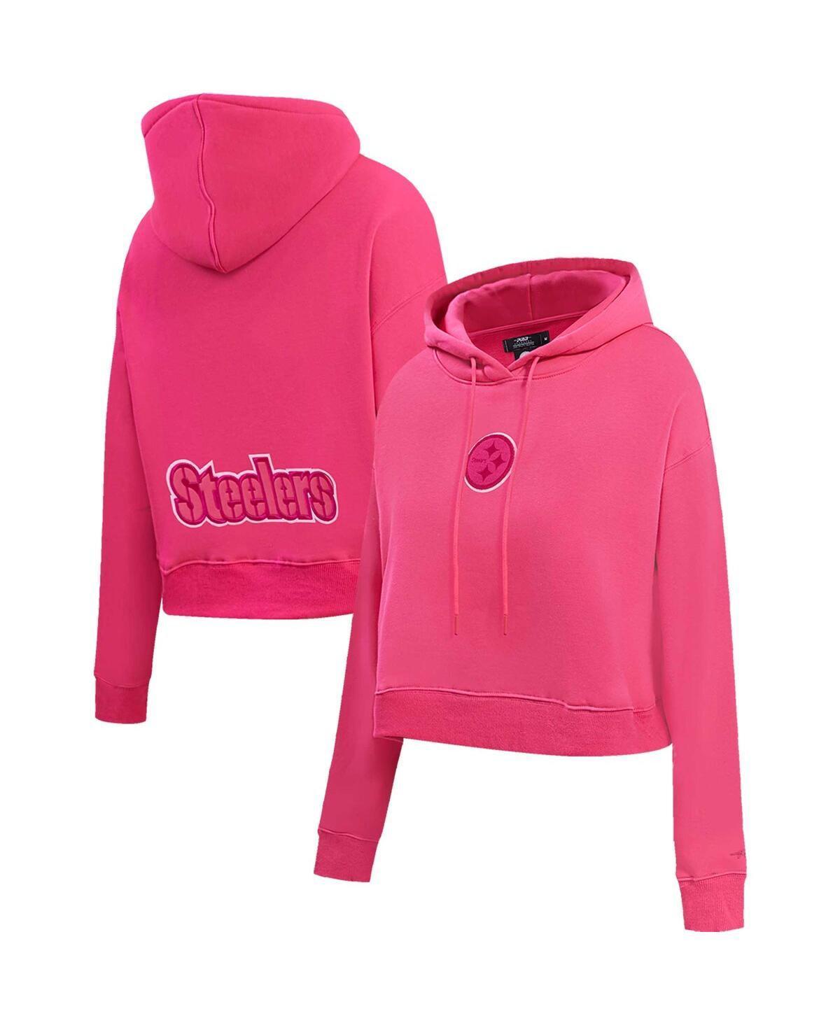 Womens Pro Standard Pittsburgh Steelers Triple Pink Cropped Pullover Hoodie Product Image