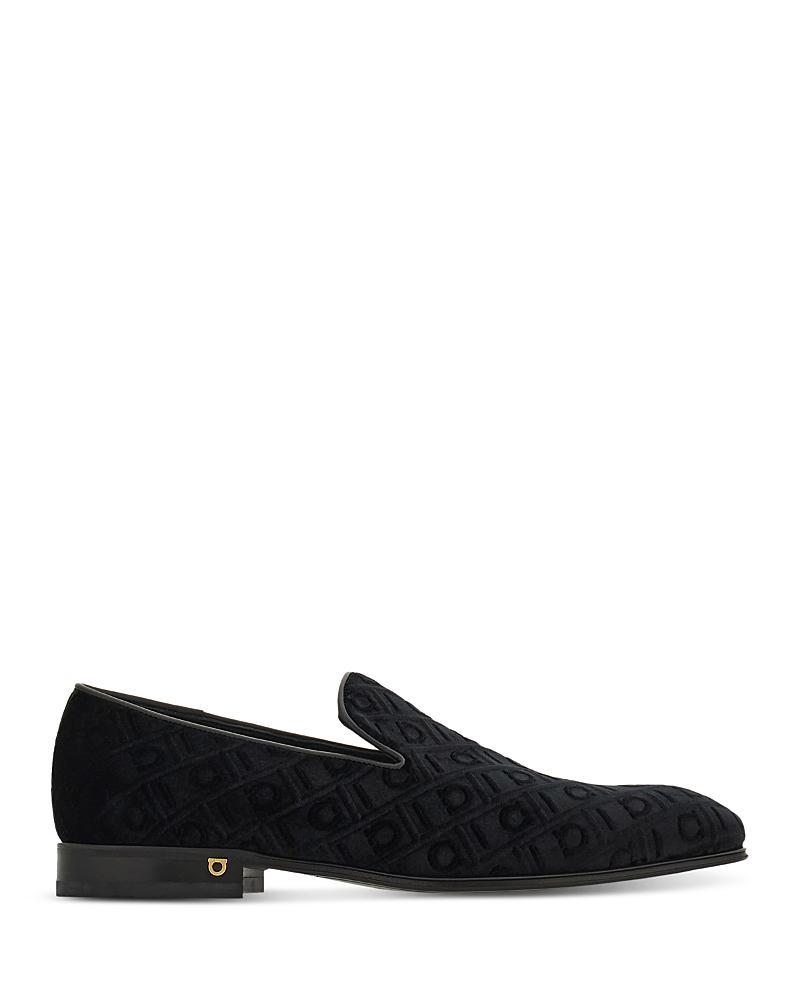 Mens Berry Monogram Velvet Loafers Product Image